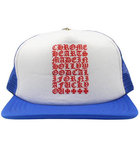 Chrome Hearts Eyechart Blue/Red/White Trucker