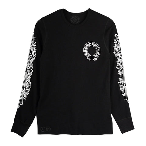 Chrome Hearts Floral Horseshoe Black L/S Tee