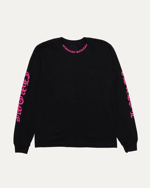 Chrome Hearts Pink Horseshoe Black L/S Tee