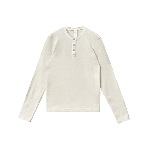 Chrome Hearts Silver Button Cream L/S Henley