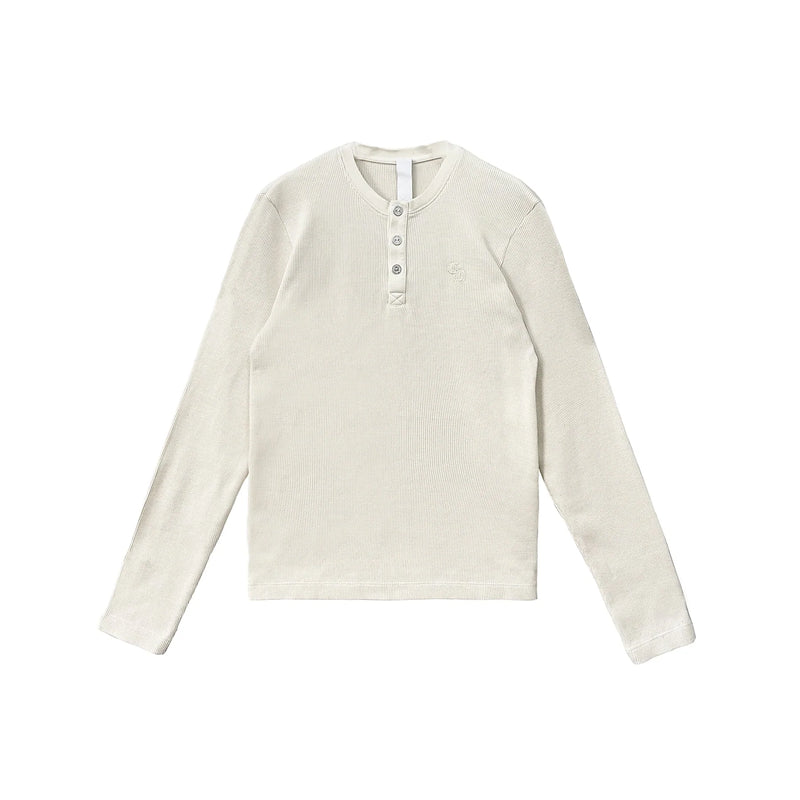 Chrome Hearts Silver Button Cream L/S Henley