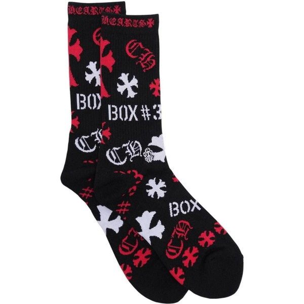 Chrome Hearts Stencil Black/Red Socks