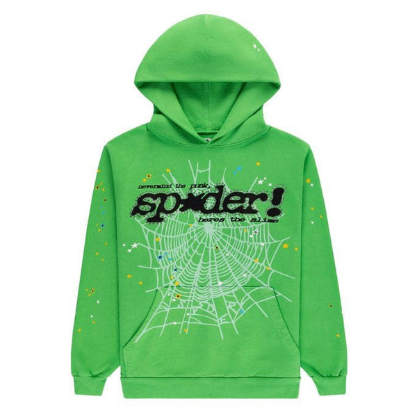 Sp5der P*nk V2 Rhinestone Bright Green Hoodie