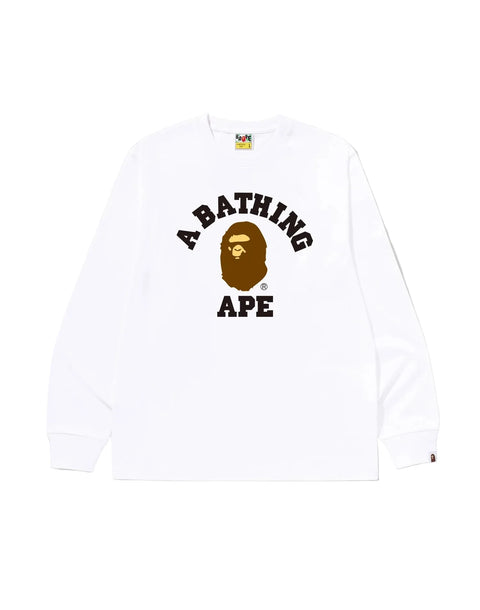 Bape College Logo White L/S Tee