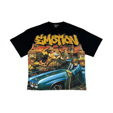 Mixed Emotion Angel Wash Black Tee