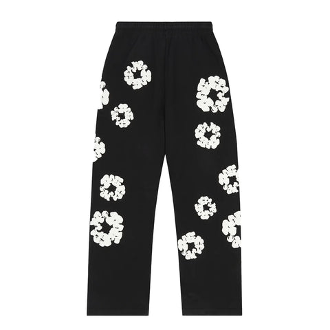 Denim Tears Cotton Wreath Black Baggy Sweatpants