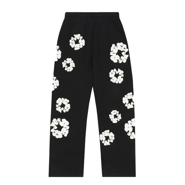Denim Tears Cotton Wreath Black Open Hem Sweatpants