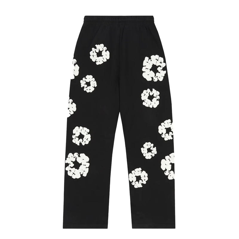 Denim Tears Cotton Wreath Black Open Hem Sweatpants