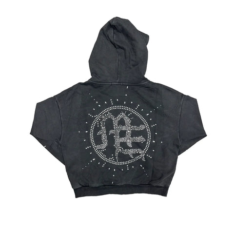 Mixed Emotions Eclipse Rhinestone Grey Hoodie