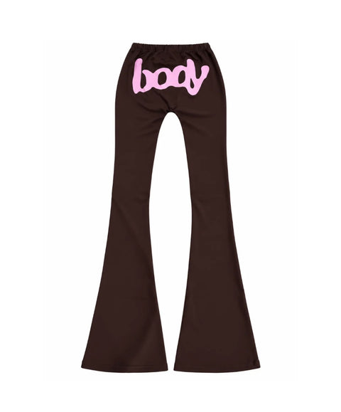 Body by Raven Basics 2.0 Low Rise Brown/Pink Flared Leggings