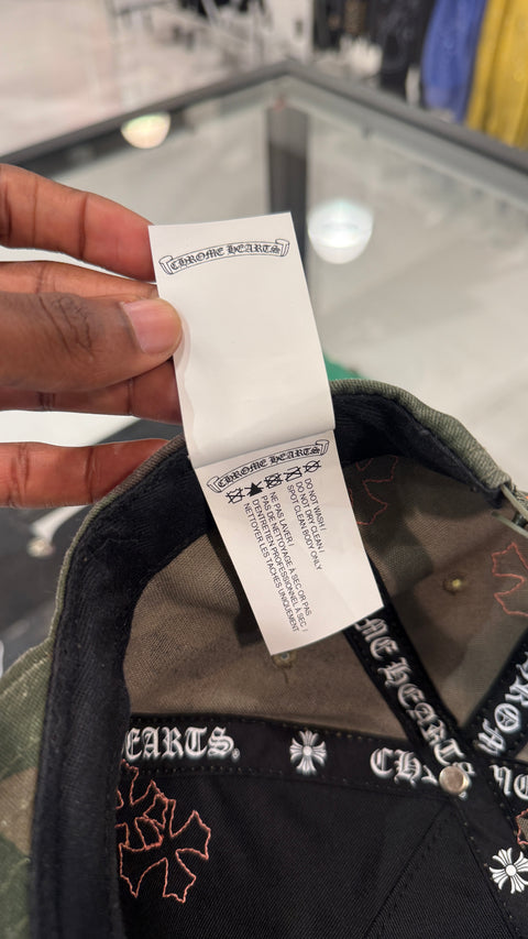 Chrome Hearts CH Camo/Orange Leather Patch Hat