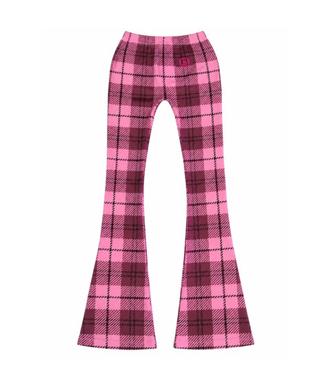 Body by Raven Basics 2.0 Low Rise Pink Plaid Flared Leggings