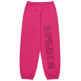 Sp5der Big Rhinestone Pink Sweatpants