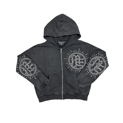 Mixed Emotions Eclipse Rhinestone Grey Hoodie