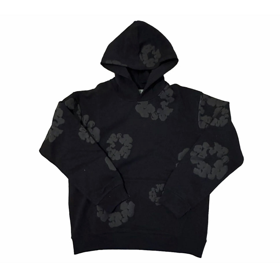 Denim Tears Cotton Wreath Mono Black Hoodie – Courtside Kicks