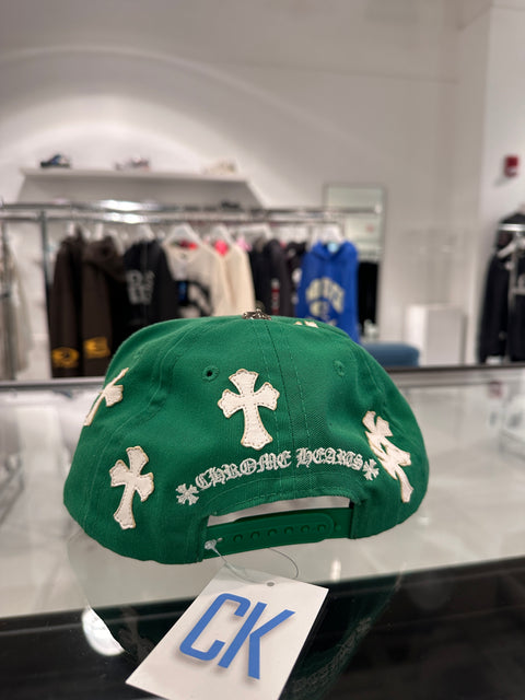 Chrome Hearts CH White Leather Cross Green Hat
