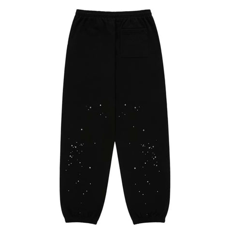 Sp5der Big Rhinestone Black Sweatpants