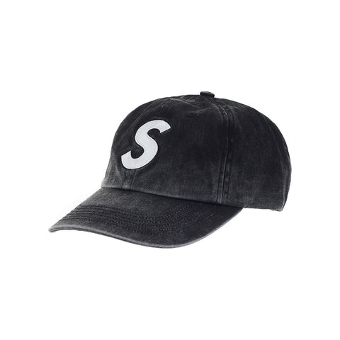 Supreme S Logo 6 Panel Washed Black Hat