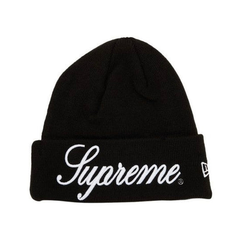 Supreme New Era Script Black Beanie