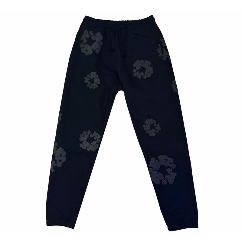 Denim Tears Cotton Wreath Black Monochrome Sweatpants