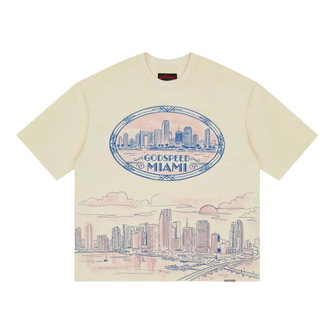 Godspeed Miami Skyline Bone Tee