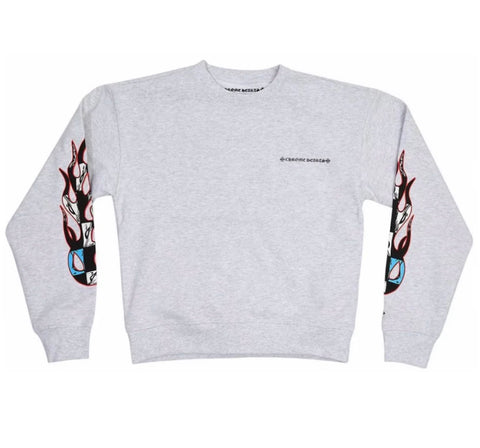 Chrome Hearts Matty Boy Flames Grey Crewneck