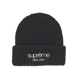 Supreme Classic Logo Ribbed Beanie Black