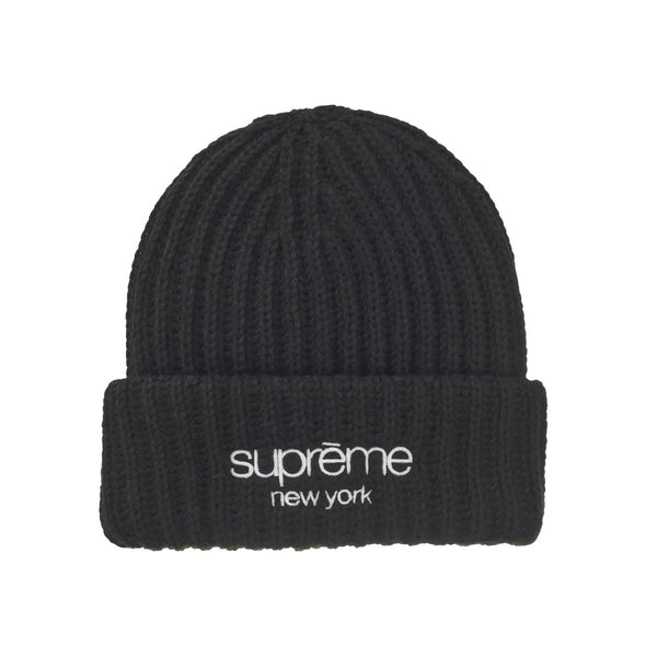 Supreme Classic Logo Ribbed Beanie Black