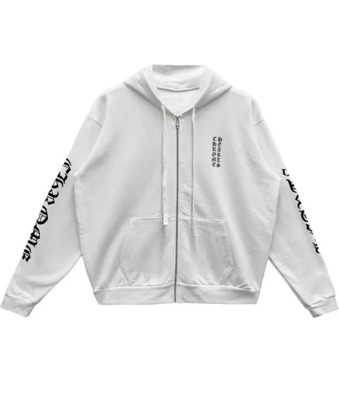 Chrome Hearts Vertical Logo White Zip Up