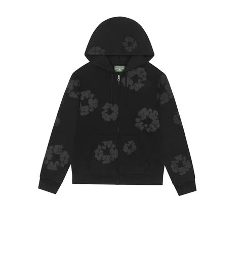 Denim Tears Cotton Wreath Mono Black Zip Up