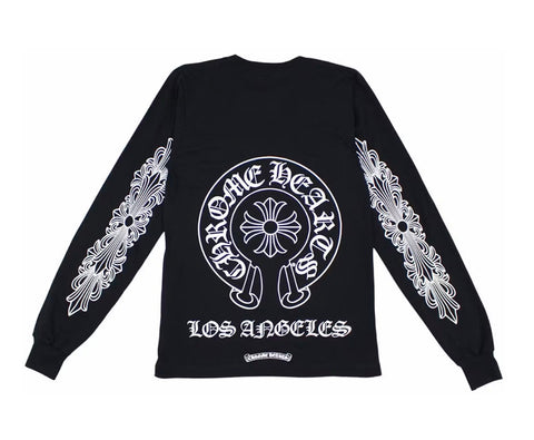 Chrome Hearts LA Floral Horseshoe Black L/S Tee