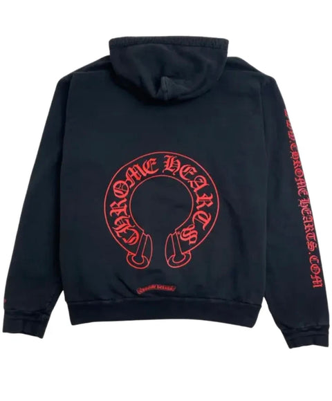 Chrome Hearts Red Horseshoe Online Black Hoodie