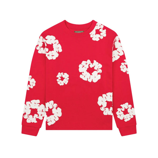 Denim Tears Cotton Wreath Red L/S Tee