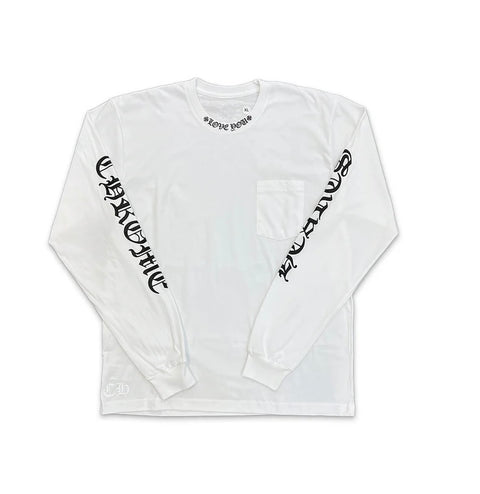 Chrome Hearts Love You Neck Logo White L/S Tee