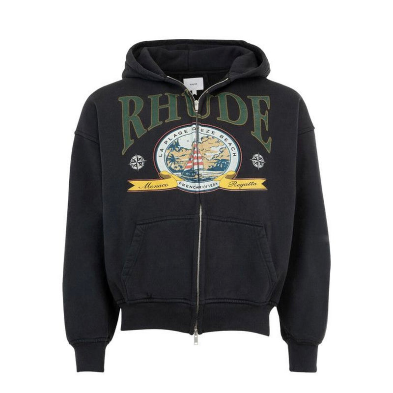 Rhude Monaco Regatta Vintage Black Full Zip Hoodie