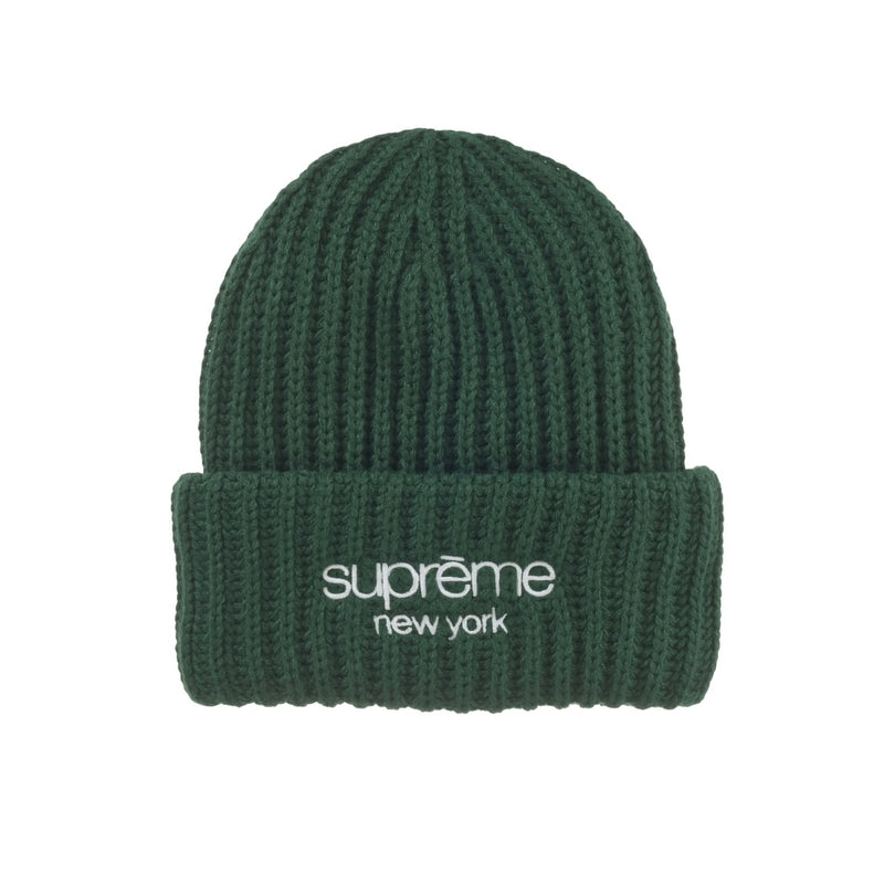 Supreme Classic Logo Ribbed Beanie Dark Green