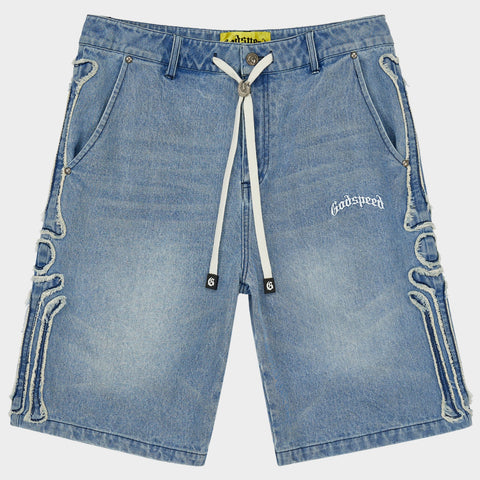 Godspeed Femur Frayed Blue Denim Shorts