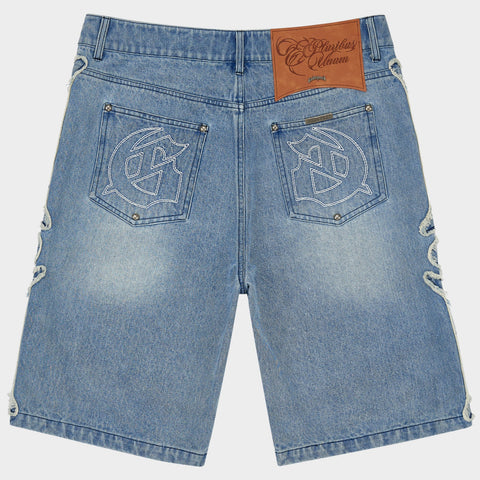 Godspeed Femur Frayed Blue Denim Shorts