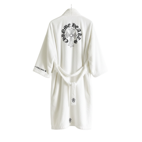 Chrome Hearts Terrycloth Horseshoe White Bathrobe