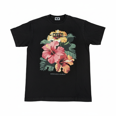 Kith Hawaiian Hibiscus Black Tee