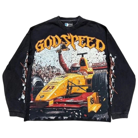 Godspeed F1 Finishline Black L/S Tee