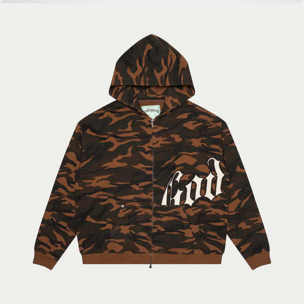 Godspeed OG Logo Brown Camo Zip Up