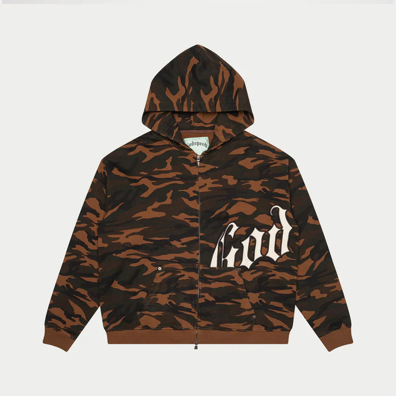 Godspeed OG Logo Brown Camo Zip Up