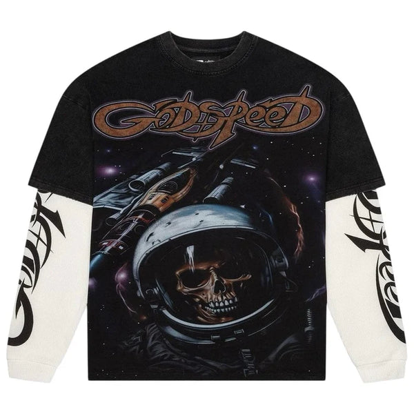 Godspeed Space Traveler Layered Black L/S Tee