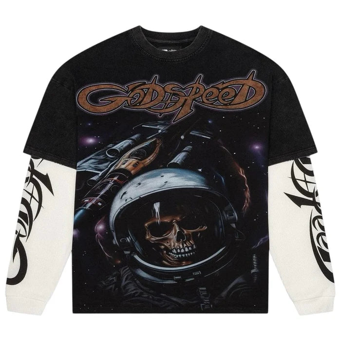 Godspeed Space Traveler Layered Black L/S Tee