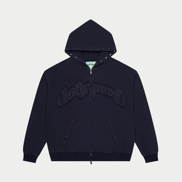 Godspeed Symmetric Studded Navy Zip Up