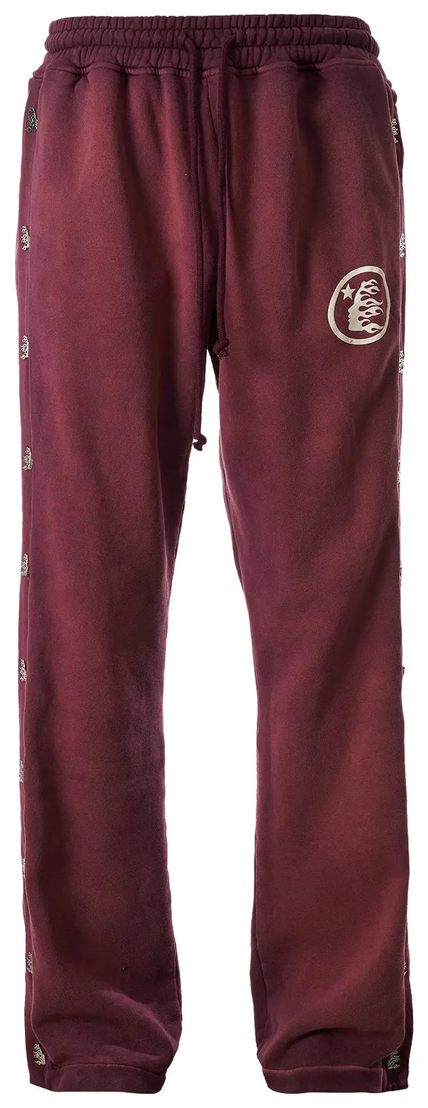Hellstar Mirror Face Burgundy Sweatpants