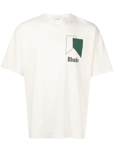 Rhude Track Logo Cream Tee