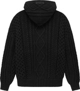 Essentials SS23 Jet Black Cable Knit Hoodie