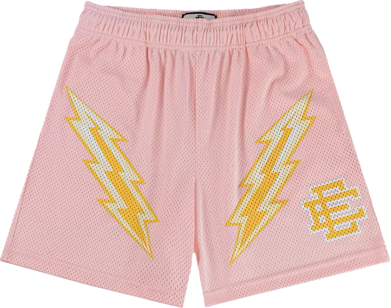 Eric Emanuel Rose Quartz/Yellow Bolt Shorts